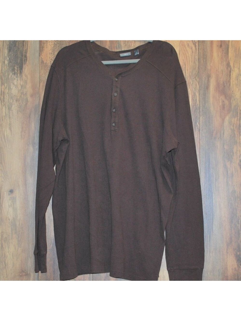 Apt 9 Men's Waffle 1/4 Button Long Sleeve Shirt XL Brown